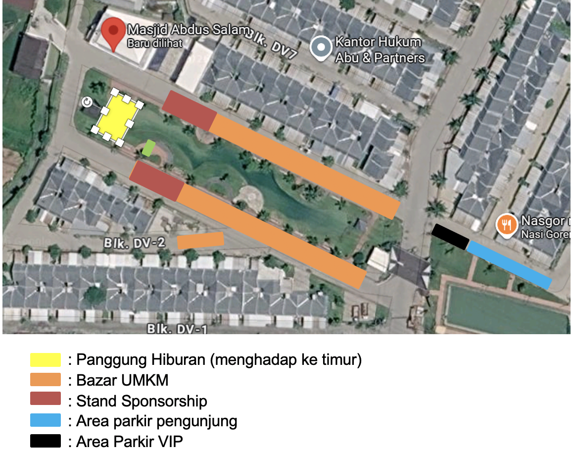 Denah venue, bazar, dan parkir